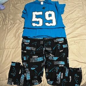 Carolina Panthers Majestic top and NFL Pajama bottoms